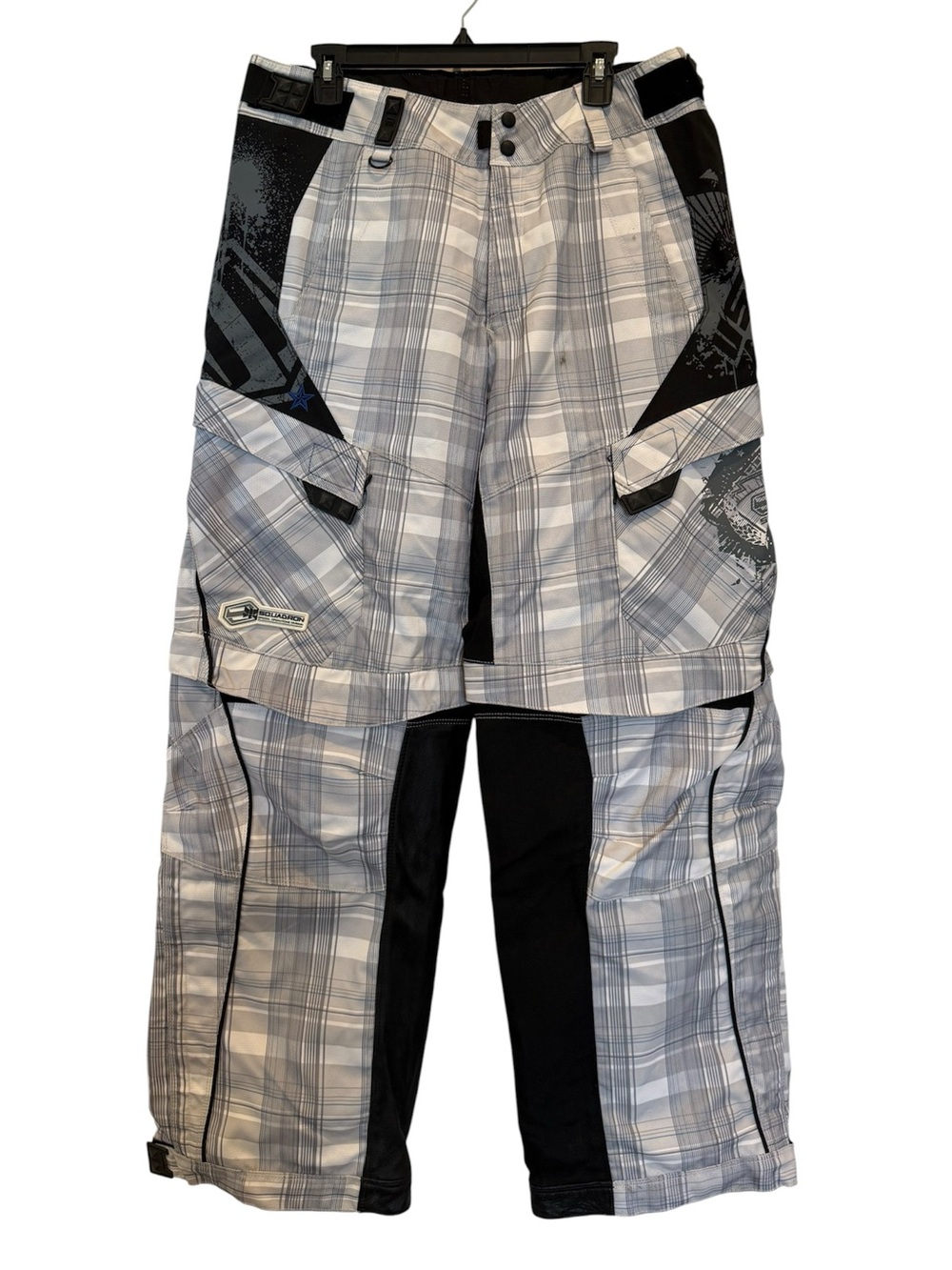 Vintage Shift Squadron/Faction Convertible Motorcycle BMX Plaid Pants Shorts 36